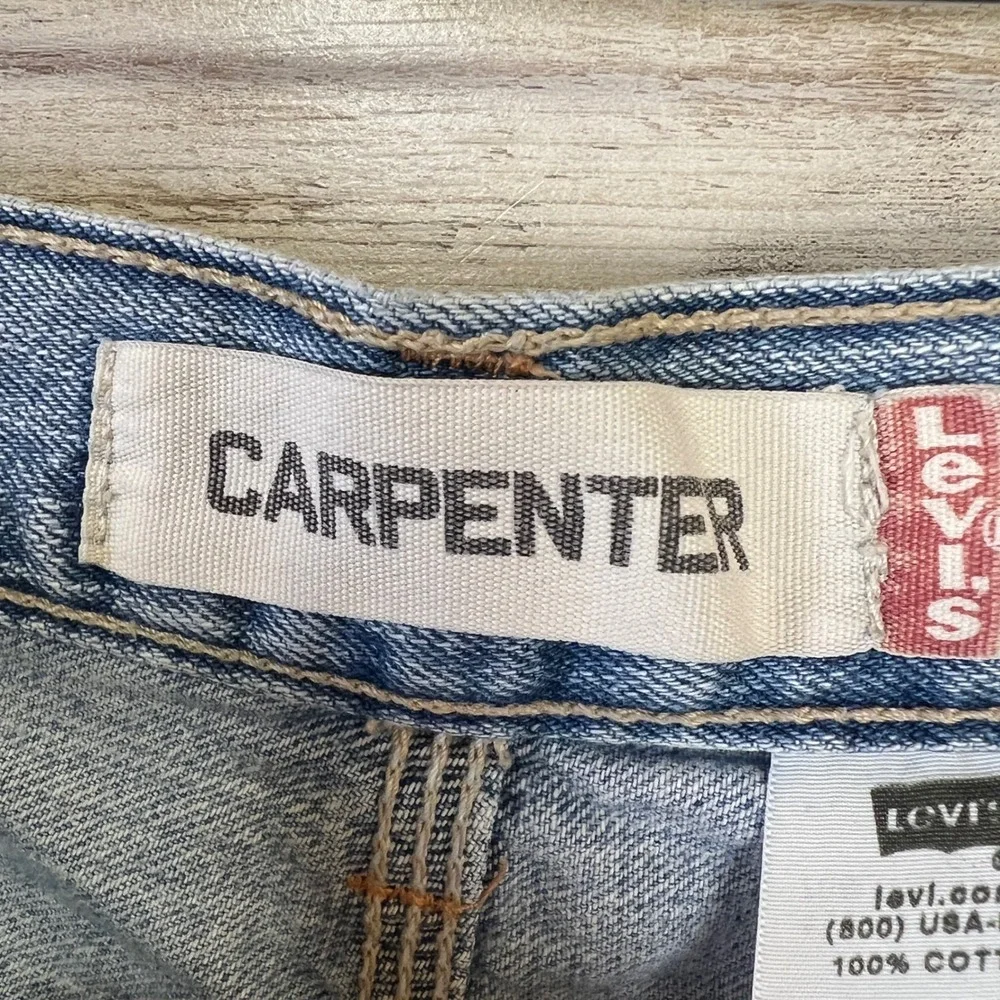 Levis Carpenter Shorts Mens W34 Blue Denim Light Wash  Utility Work Baggy Jorts
